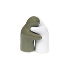 Peper&zout stel keramiek olifgroen/wit 7,5 cm