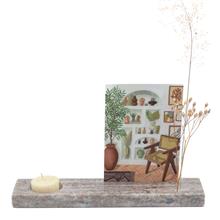 Card i/ candle holder 26x5.5x2 cm nature dark stone