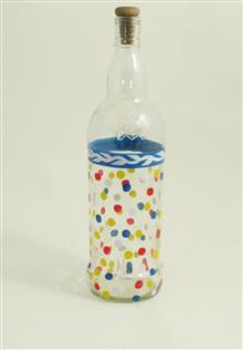 fles glas met riksja painting