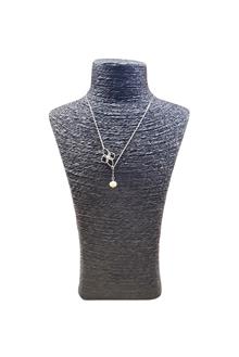Ketting bloem met parel zilver