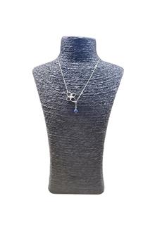 Ketting bloem met lapis steen zilver