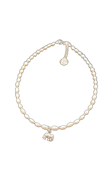 Kinder ketting van zilver en pareltjes met olifantje