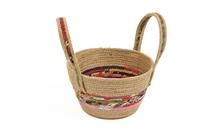 Mand handvat jute & gerecycl.sari wijd uitlopend S