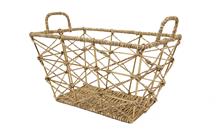  Mand met handvat ijzer &gras rechthoek open