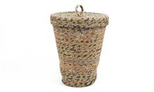 Wasmand jute & gerecycleerde sari L